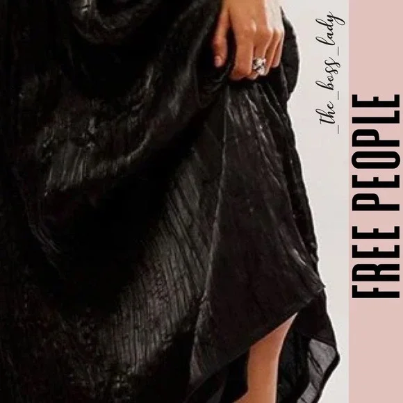 Free People skirt midi black pleated party vera city cocktail - Picture 4 of 8